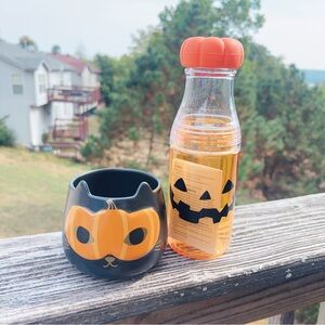 Starbucks 2018 Japan Halloween pumpkin bottle & 2022 Thailand costume mask mug